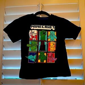 Minecraft Boys Black Short Sleeve T-Shirt Tee Shirt Creeper Size 5-6